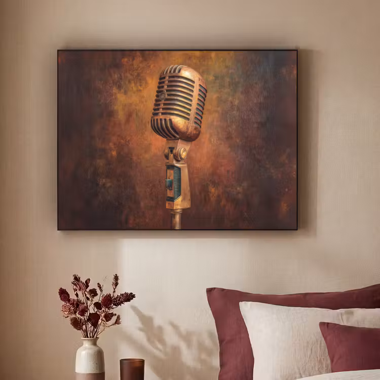 Microfoon - Bruin - Klassiek Textielframe - compleet frame klein -sfeer1