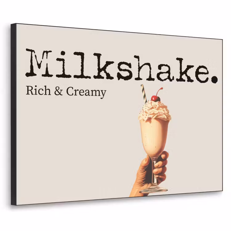 Milkshake - Kers - Rietje Textielframe zwart klein -3d