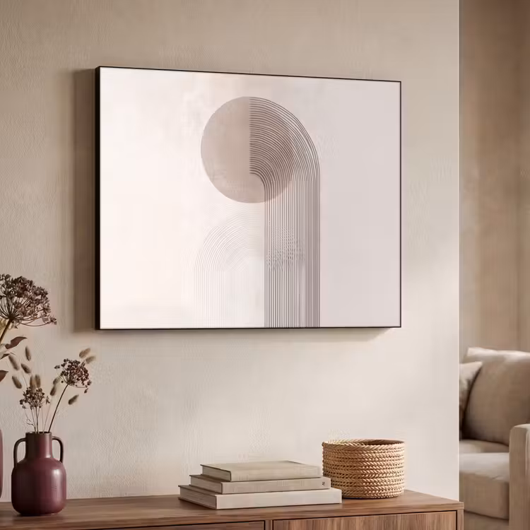 Minimalistisch - Cirkel - Lichtgrijs Textielframe - compleet frame klein -sfeer3