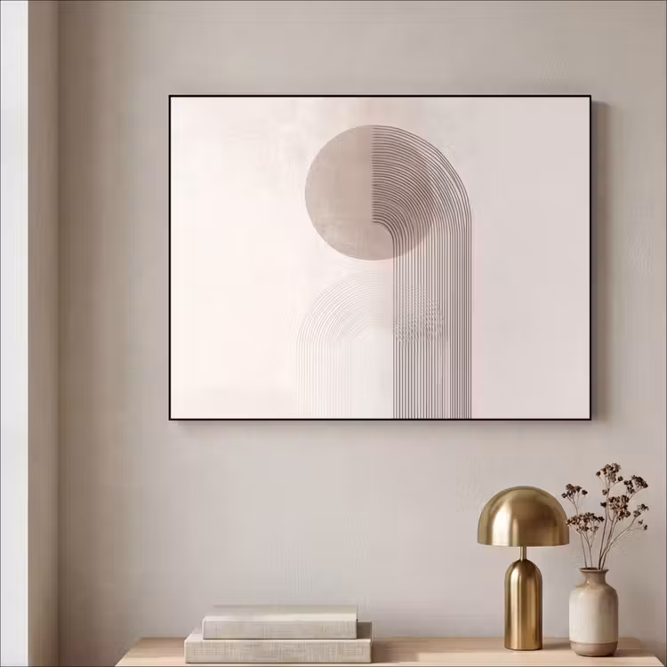 Minimalistisch - Cirkel - Lichtgrijs Textielframe - compleet frame klein -sfeer2