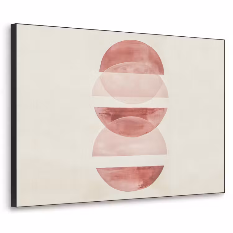 Minimalistisch - Cirkels - Roze Textielframe zwart klein -3d