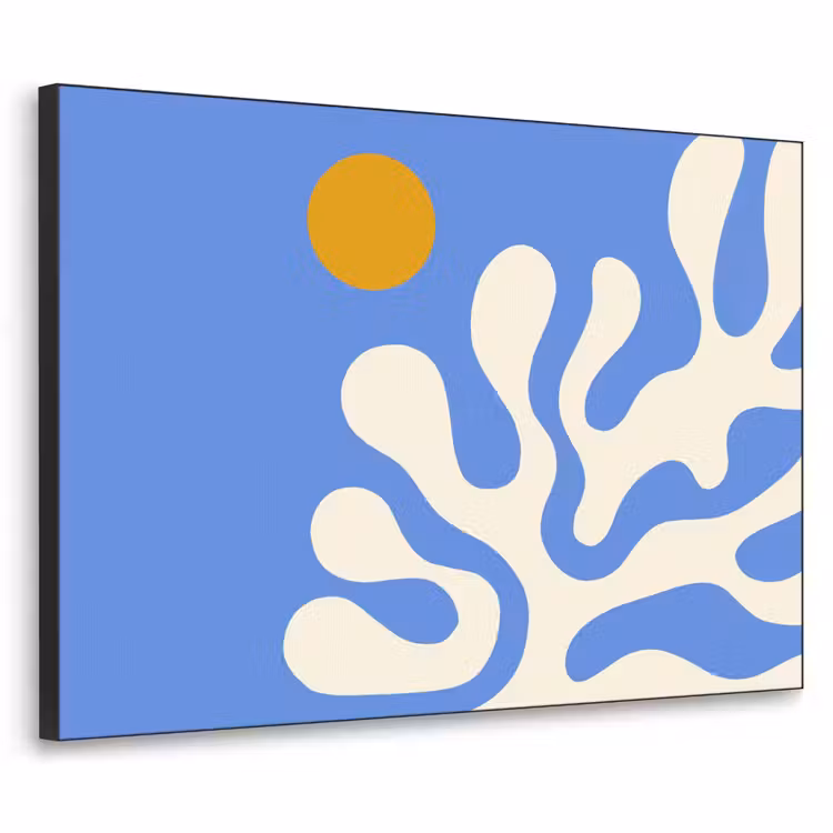 Minimalistisch - Organisch patroon - Blauw Textielframe zwart klein -3d