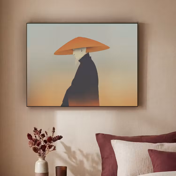 Minimalistisch - Silhouet - Oranje Textielframe zwart klein -sfeer1