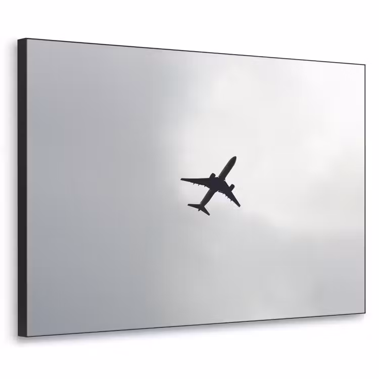 Minimalistisch - Silhouet - Zwart - Vliegtuig Textielframe zwart klein -3d