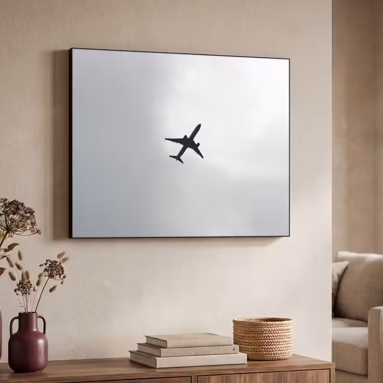 Minimalistisch - Silhouet - Zwart - Vliegtuig Textielframe - compleet frame klein -sfeer3