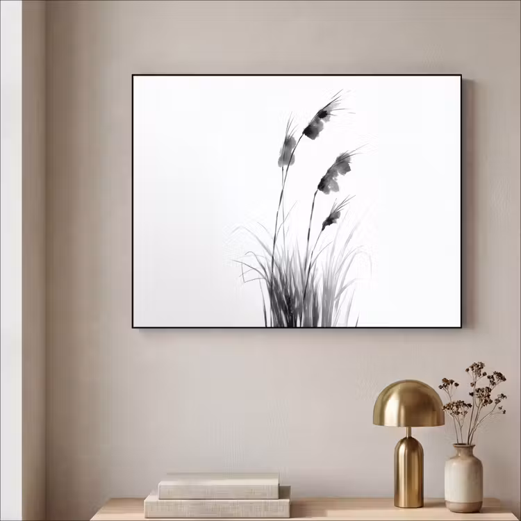 Minimalistisch - Stelen - Wit Textielframe zwart klein -sfeer2