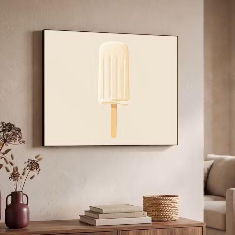 Minimalistisch - Waterijsje - Stokje - Beige Textielframe - compleet frame klein -sfeer3
