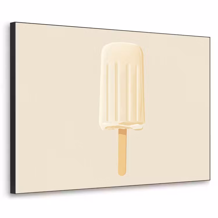 Minimalistisch - Waterijsje - Stokje - Beige Textielframe zwart klein -3d