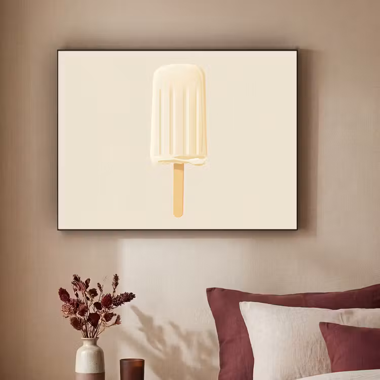 Minimalistisch - Waterijsje - Stokje - Beige Textielframe zwart klein -sfeer1