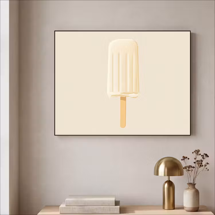 Minimalistisch - Waterijsje - Stokje - Beige Textielframe - compleet frame klein -sfeer2