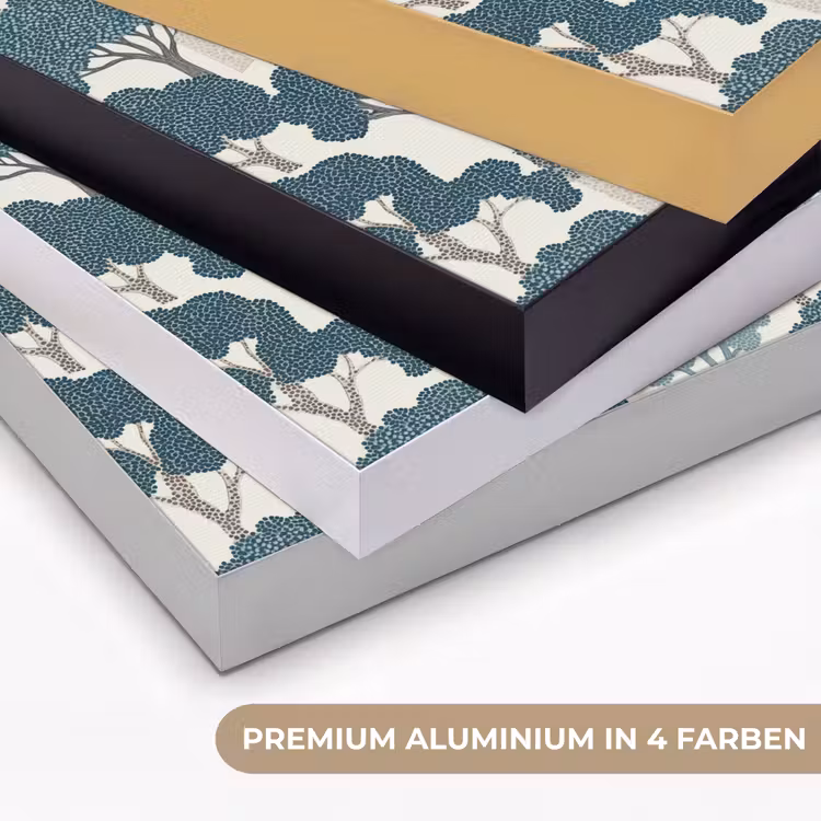 Modern - Bomen - Bos - Patroon - Blauw Textielframe zwart klein 947 -USP_kleurenDE