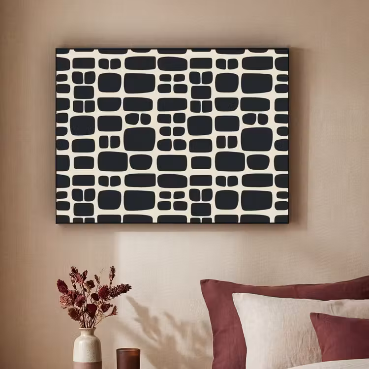 Modern - Organisch - Zwart Textielframe zwart klein 947 -sfeer1