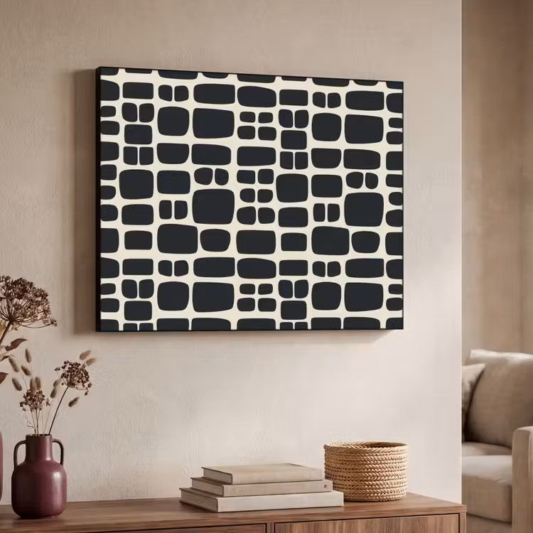 Modern - Organisch - Zwart Textielframe zwart klein 947 -sfeer3