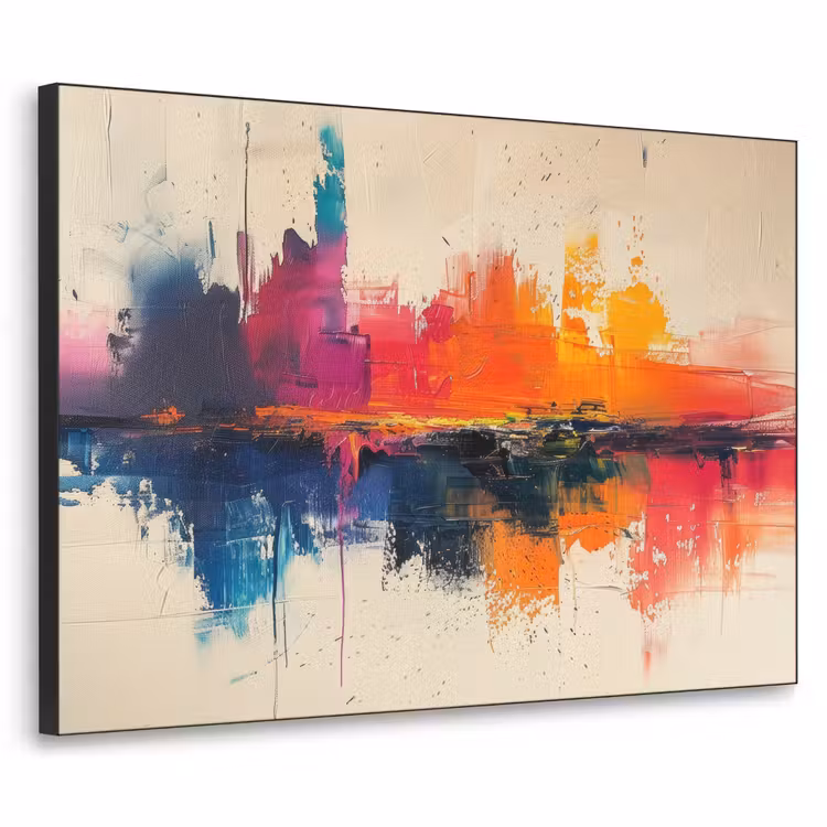 Modern - Verf - Kunst - Kleurrijk Textielframe zwart klein -3d