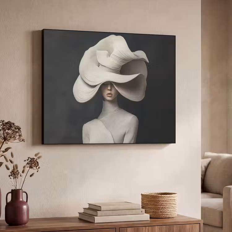 Modern - Vrouw - Hoed Textielframe zwart klein -sfeer3