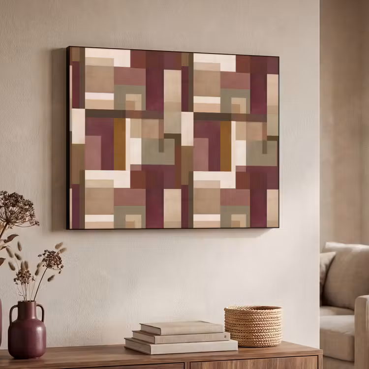 Modern - Geometrie - Kleurrijk Textielframe zwart klein 947 -sfeer3