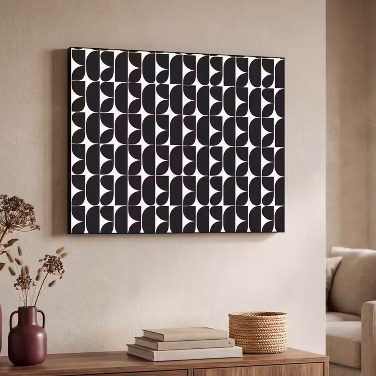 Modern - Geometrisch - Zwart Textielframe zwart klein 947 -sfeer3