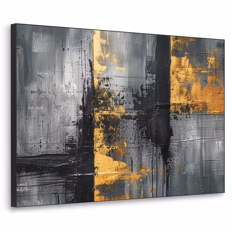 Modern - Goud - Grijs - Patroon Textielframe zwart klein -3d