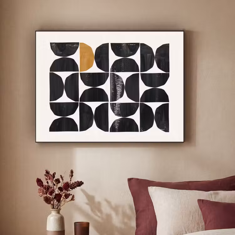 Modern - Halve cirkel - Goud - Zwart Textielframe zwart klein -sfeer1