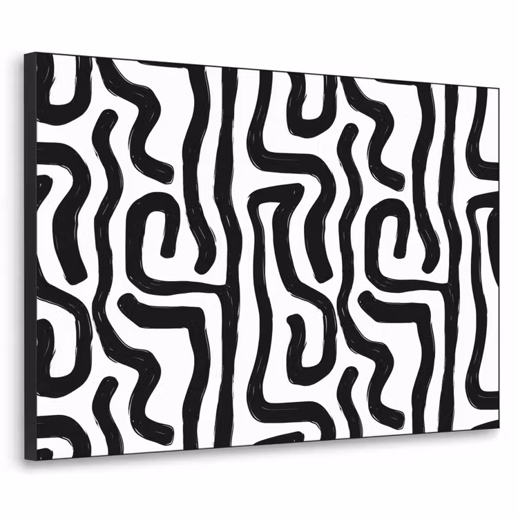 Modern - Lijnen - Zwart Textielframe zwart klein 947 -3d
