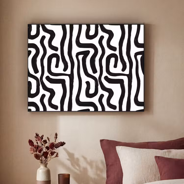 Modern - Lijnen - Zwart Textielframe zwart klein 947 -sfeer1