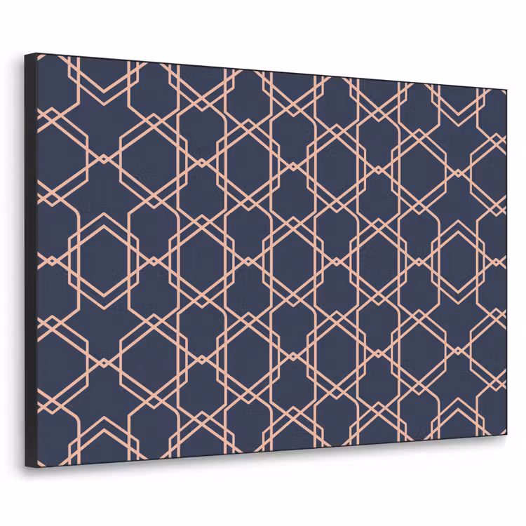 Modern - Patroon - Donkerblauw - Roze Textielframe - compleet frame klein 947 -3d