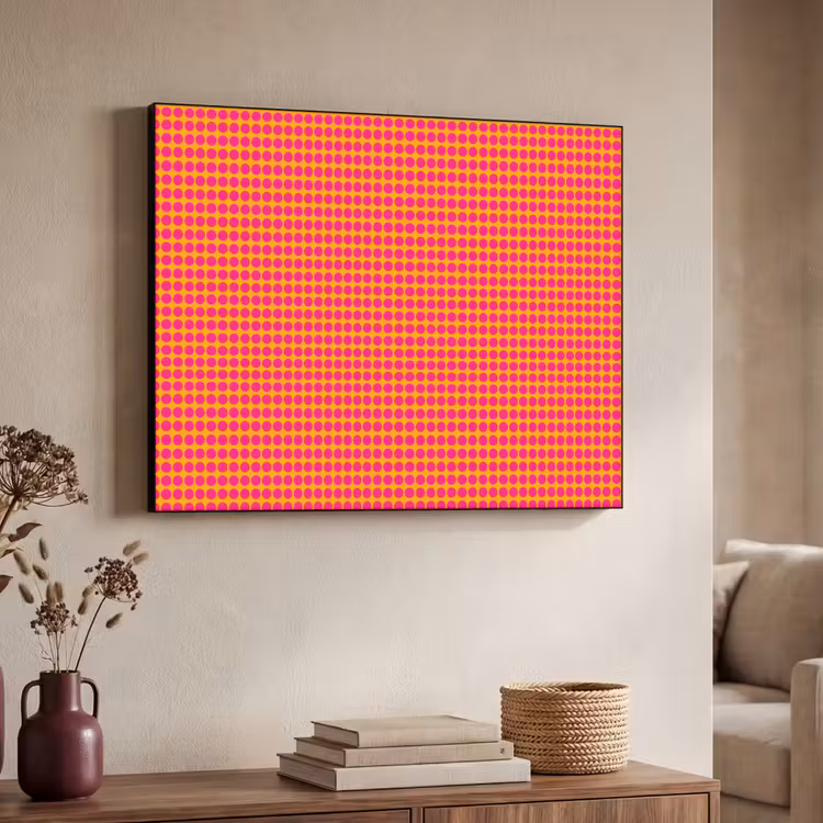 Modern - Stippen - Oranje Textielframe zwart klein 947 -sfeer3