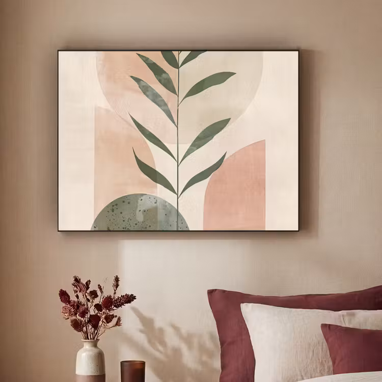 Modern - Roze - Groen - Natuur - Aesthetic Textielframe zwart klein -sfeer1