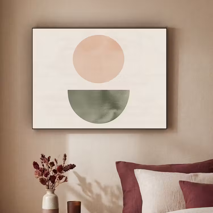 Modern - Roze - Groen - Natuur - Geometrisch - Vormen Textielframe - compleet frame klein -sfeer1