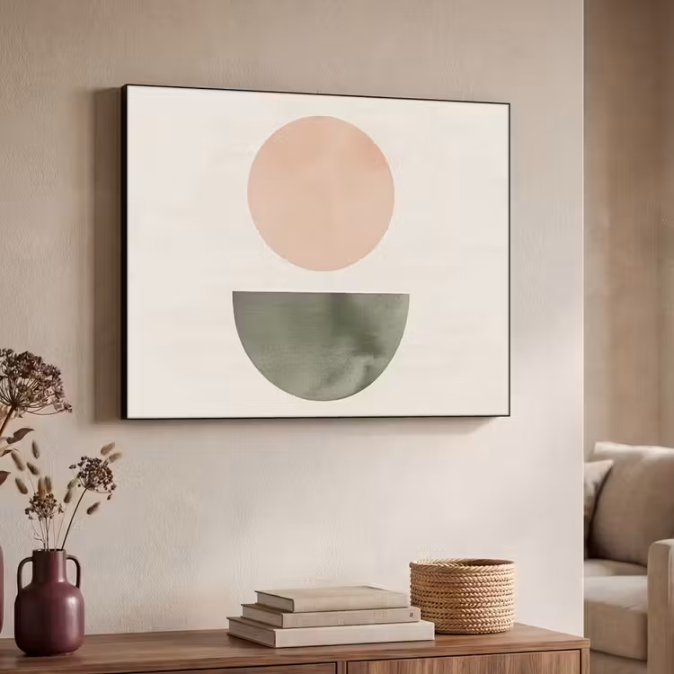 Modern - Roze - Groen - Natuur - Geometrisch - Vormen Textielframe - compleet frame klein -sfeer3