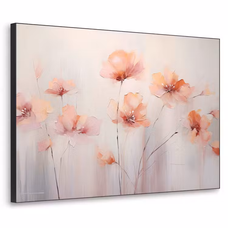 Klaproos - Bloemen - Kunst - Abstract - Watercolor Textielframe zwart klein -3d
