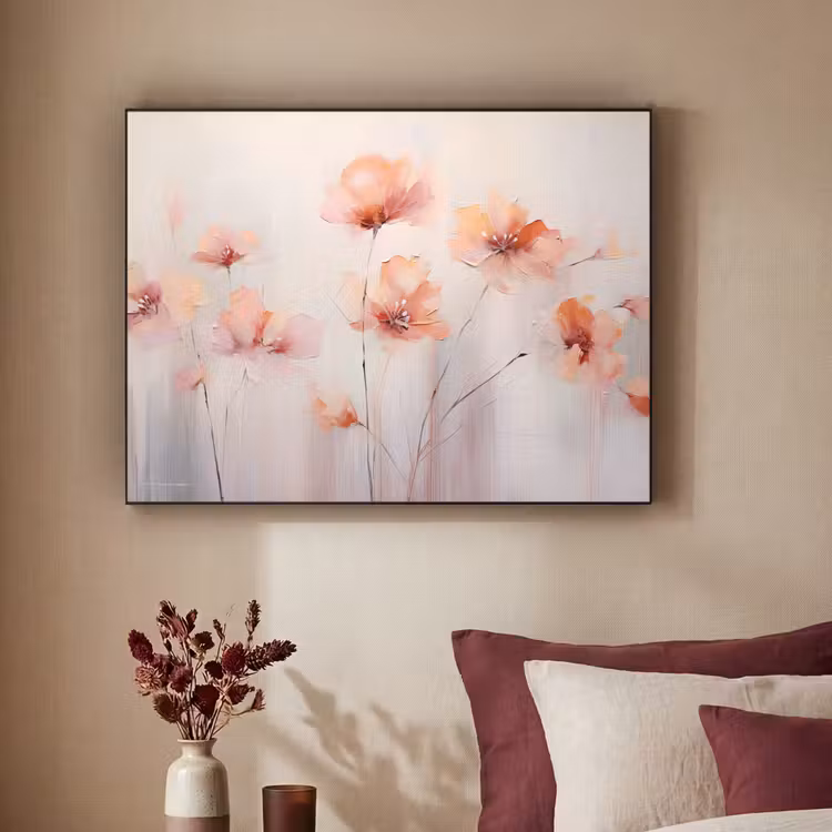 Klaproos - Bloemen - Kunst - Abstract - Watercolor Textielframe zwart klein -sfeer1