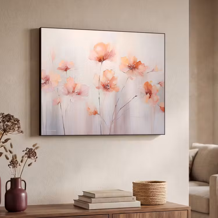 Klaproos - Bloemen - Kunst - Abstract - Watercolor Textielframe zwart klein -sfeer3