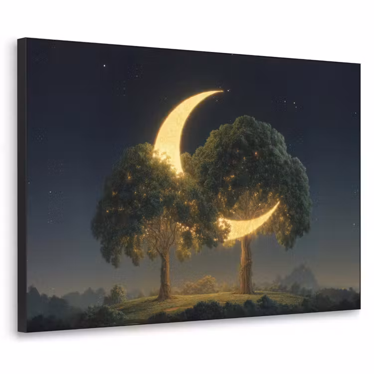 Maan - Bomen - Rust Textielframe - compleet frame klein -3d