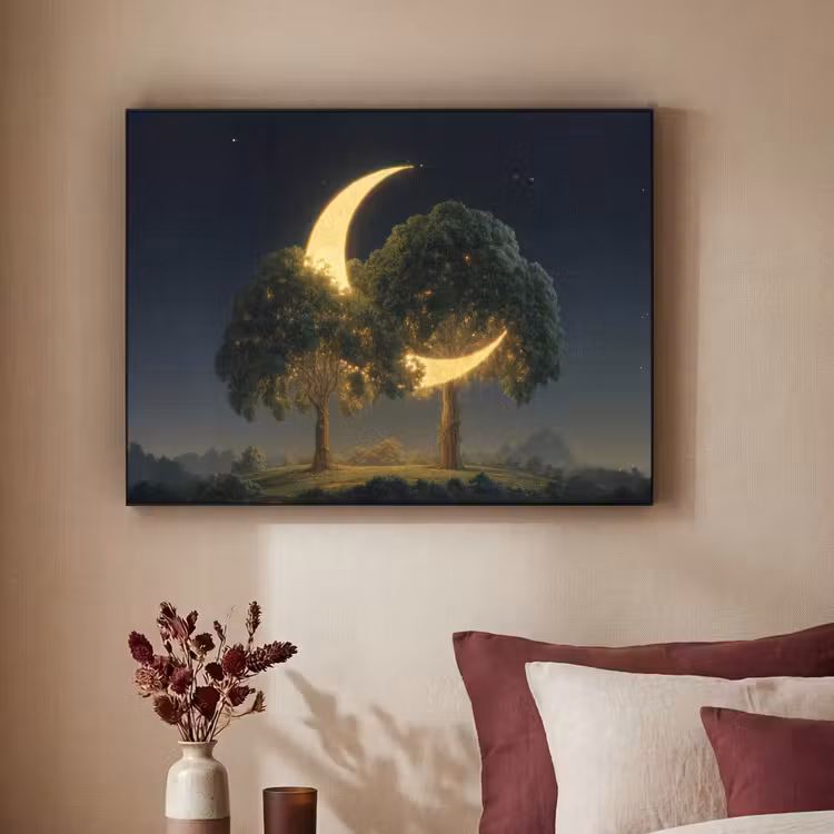 Maan - Bomen - Rust Textielframe - compleet frame klein -sfeer1