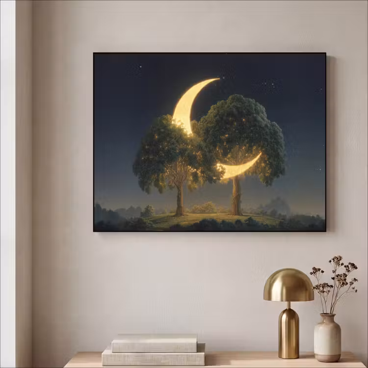 Maan - Bomen - Rust Textielframe - compleet frame klein -sfeer2