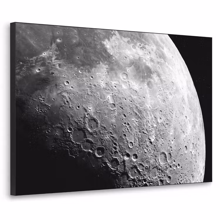 Art Frame - Mond – Krater – Weltraum - Maan - Kraters - Ruimte Textielframe zwart klein