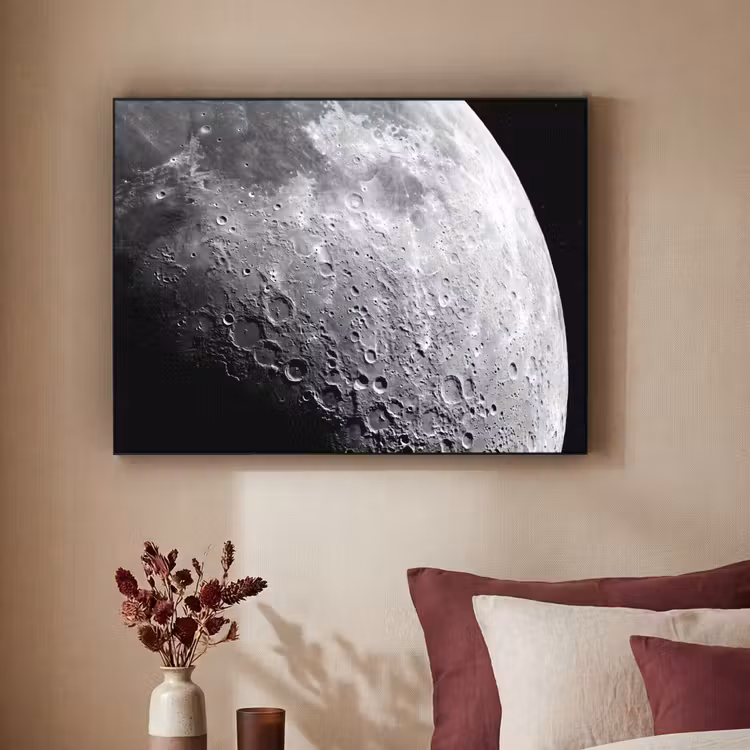 Art Frame - Mond – Krater – Weltraum - Maan - Kraters - Ruimte Textielframe zwart klein