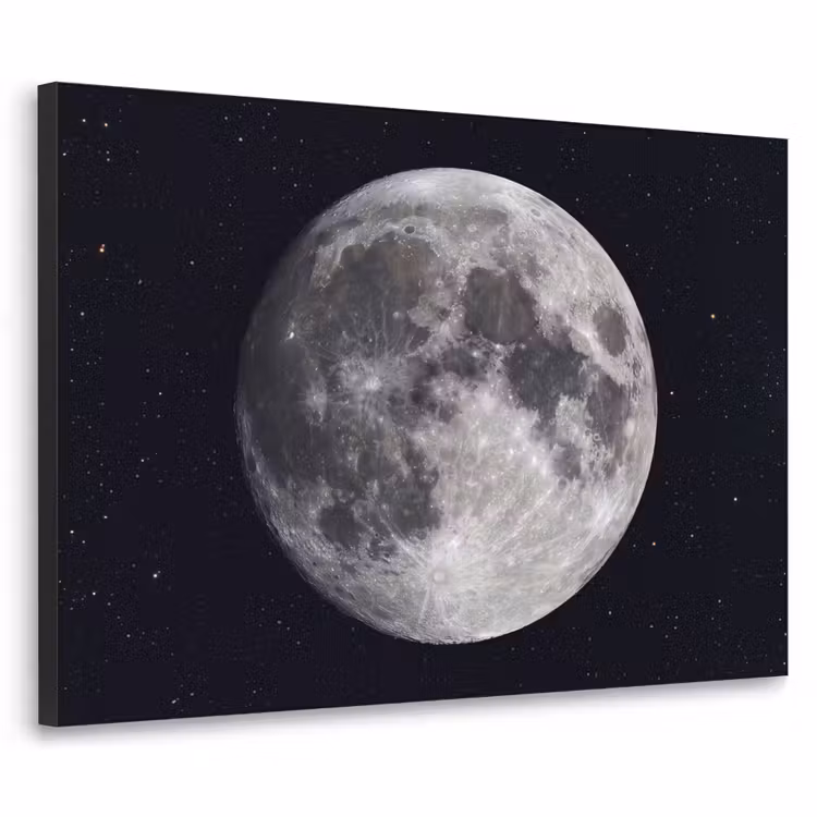 Art Frame - Mond – Sterne – Weltraum - Maan - Sterren - Ruimte Textielframe zwart klein