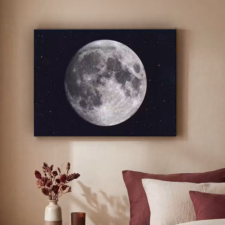 Art Frame - Mond – Sterne – Weltraum - Maan - Sterren - Ruimte Textielframe zwart klein