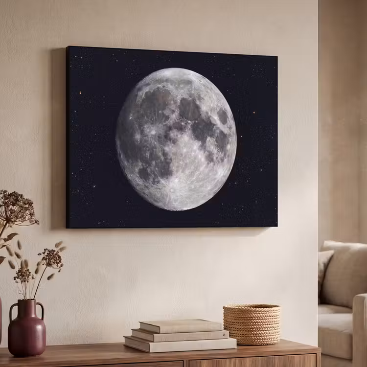 Art Frame - Mond – Sterne – Weltraum - Maan - Sterren - Ruimte Textielframe zwart klein