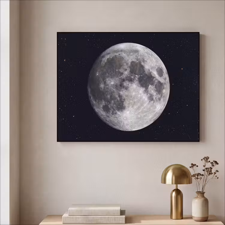 Art Frame - Mond – Sterne – Weltraum - Maan - Sterren - Ruimte Textielframe zwart klein
