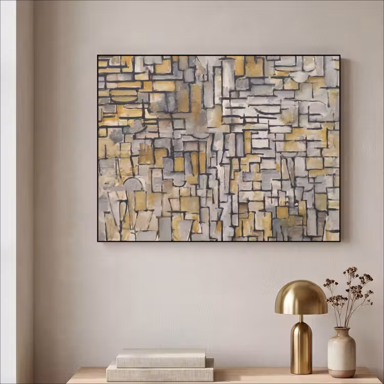 Mondriaan - Kunst - Oude meesters - Tableau I Textielframe zwart klein -sfeer2