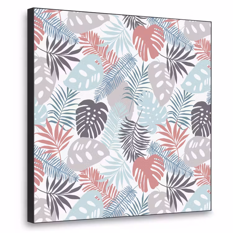 Monstera - Pastel - Bladeren - Tropical Textielframe zwart klein -3d