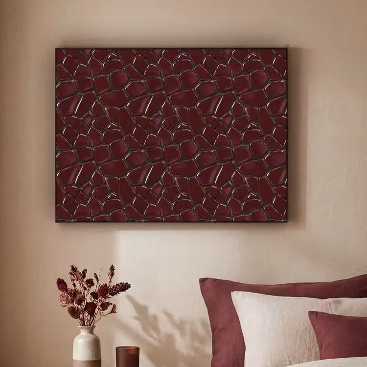 Mozaïek - Tegel - Bordeauxrood Textielframe zwart klein 947 -sfeer1