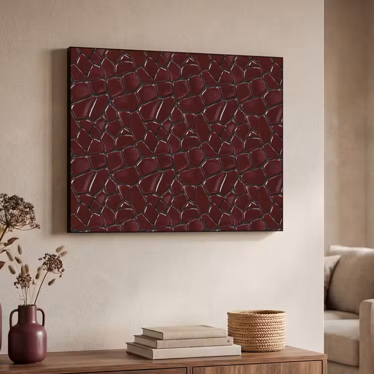 Mozaïek - Tegel - Bordeauxrood Textielframe zwart klein 947 -sfeer3