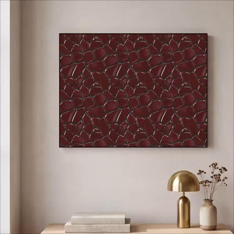Mozaïek - Tegel - Bordeauxrood Textielframe zwart klein 947 -sfeer2