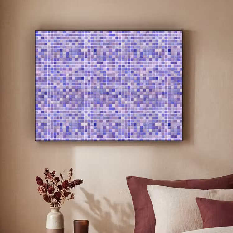 Mozaïek - Tegels - Lila - Amethist Textielframe zwart klein 947 -sfeer1