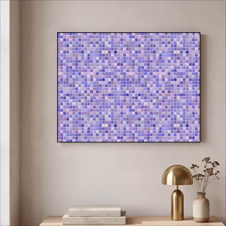 Mozaïek - Tegels - Lila - Amethist Textielframe zwart klein 947 -sfeer2
