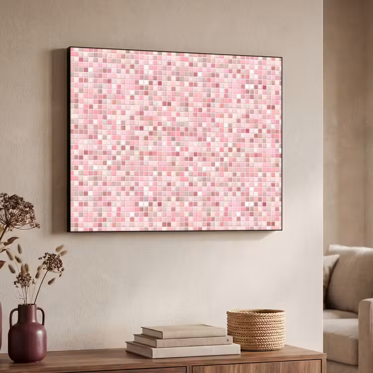 Mozaïek - Patroon - Roze Textielframe zwart klein 947 -sfeer3